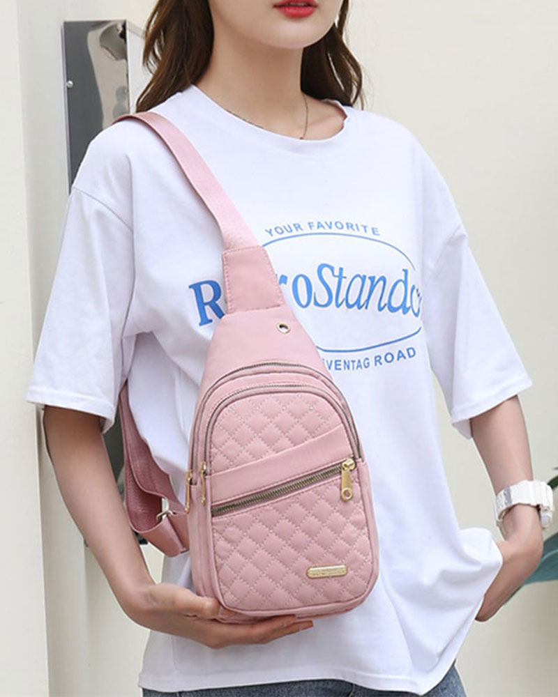 Women's Fashion Embroidered Quilted Chest Bag