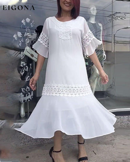 Elegant solid color half sleeve round neck dress Casual Dresses Spring Summer