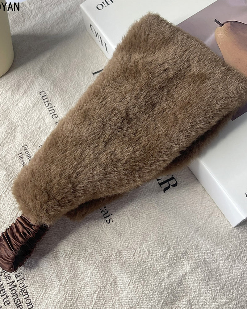 Wide Edge Soft Warm Windproof Cold-Proof Fuzzy Headband 2024 f/w accessoires spring