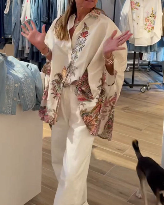 Loose-Fit Ethnic-Style Printed Shirt blouses & shirts spring summer