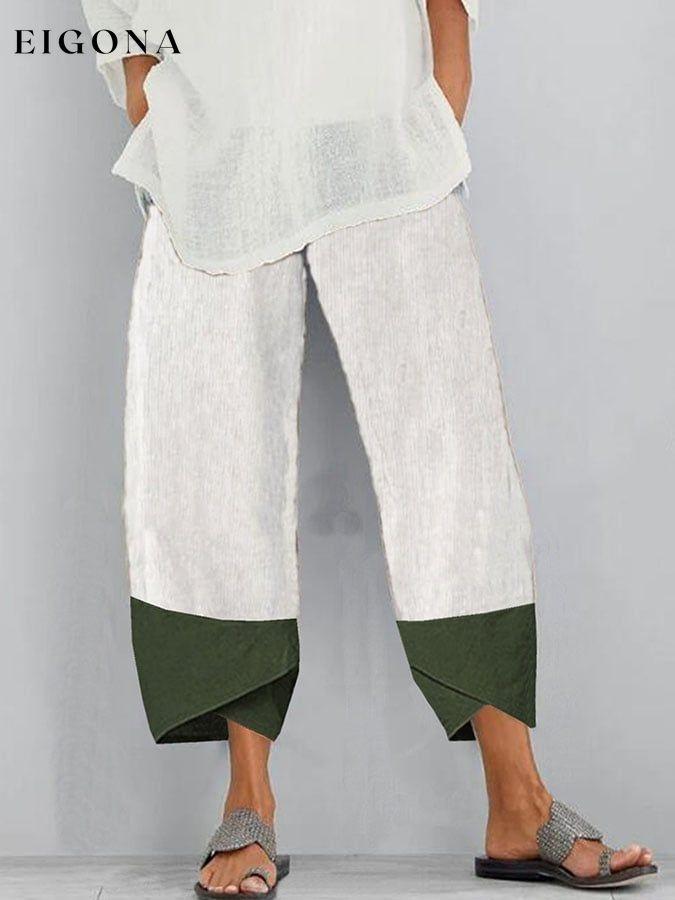 Contrast Design Casual Mid-Length Pants bottom