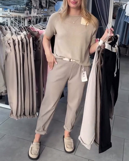 Pantaloni dritti casual tinta unita