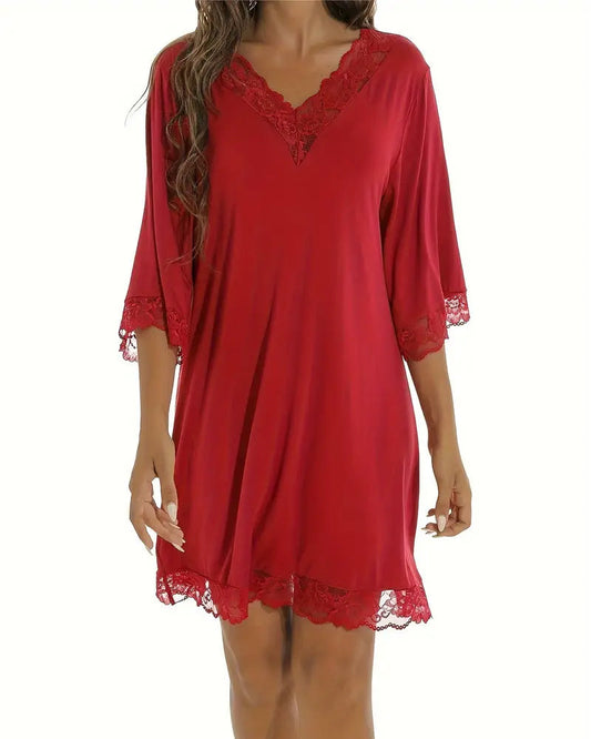 Lace Panel V-Neck Dress Underwear