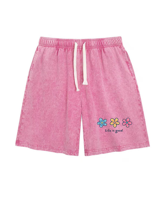 Flower Print Elastic Drawstring Shorts shorts spring summer