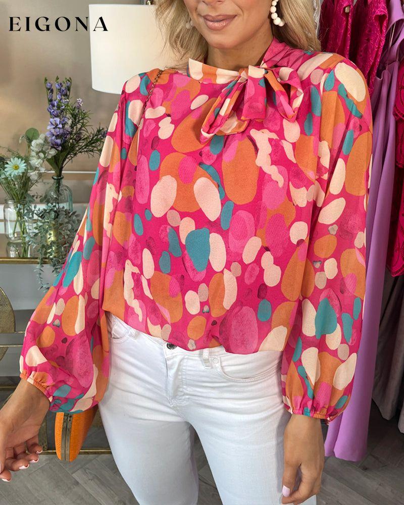 Elegant irregular polka dot print strappy long-sleeve blouse blouses & shirts spring summer