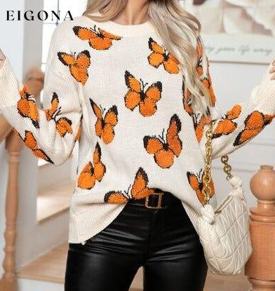 Butterfly Round Neck Long Sleeve Butterfly Sweater B&S Clothes Ship From Overseas Sweater sweaters Sweatshirt