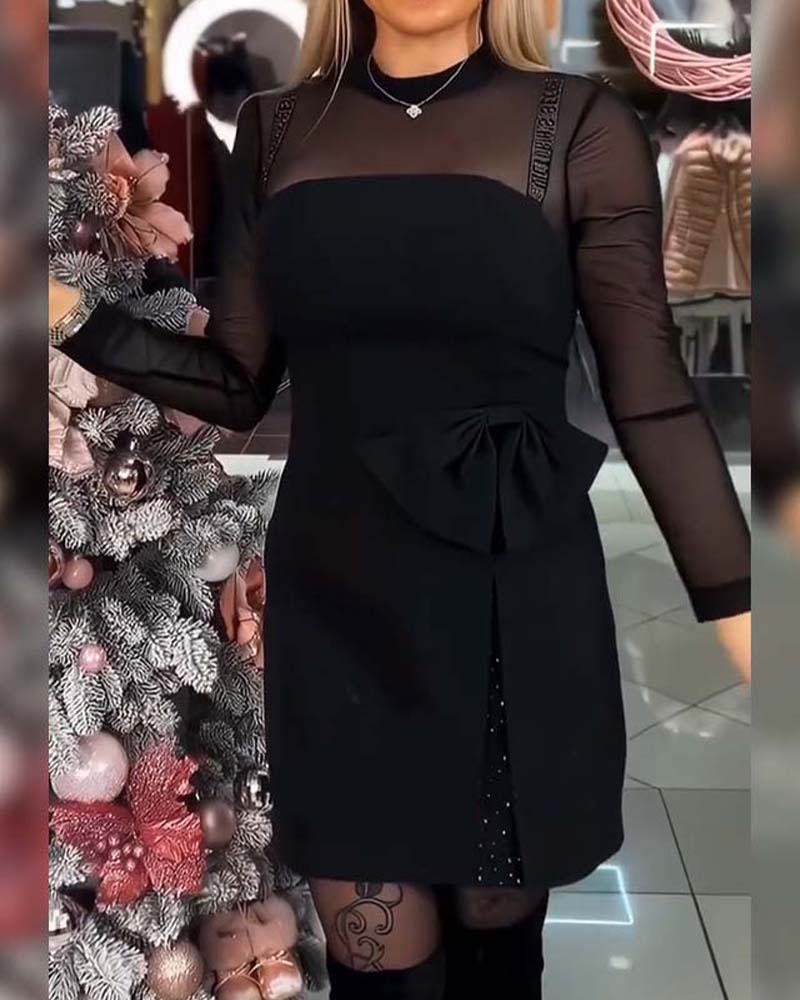 Fashionable Mesh Patchwork Slim Dress