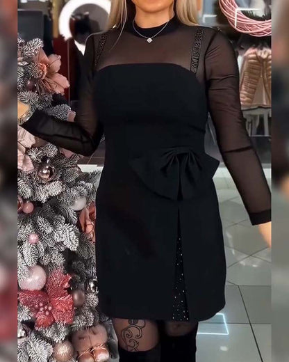 Fashionable Mesh Patchwork Slim Dress