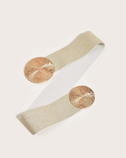 Dames Vintage Elastische Riem Met Gouden Gesp