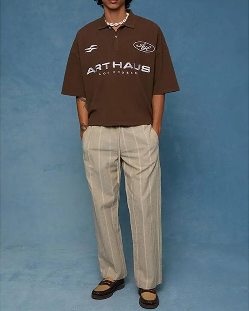Men's Linen Drawstring Straight Leg Pant
