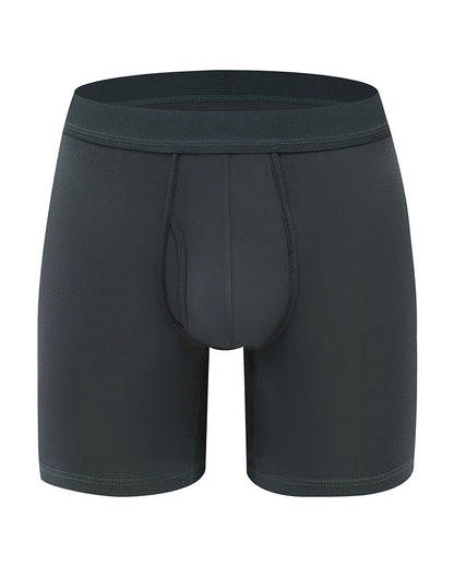 Men's Solid Color Bamboo Fiber Stretchy  Boxer Brief, Breathable Comfy Underwear for Daily Wear, Casual Men's Underwear for All Seasons