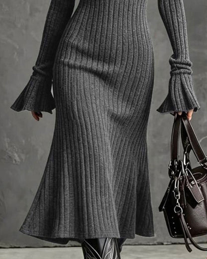 Ribbed Half-Zip Fishtail Sweater Dress 2024 f/w sweater dresses