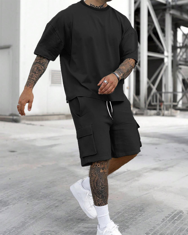 Men's Relaxed Short Sleeve Short Two Piece Set