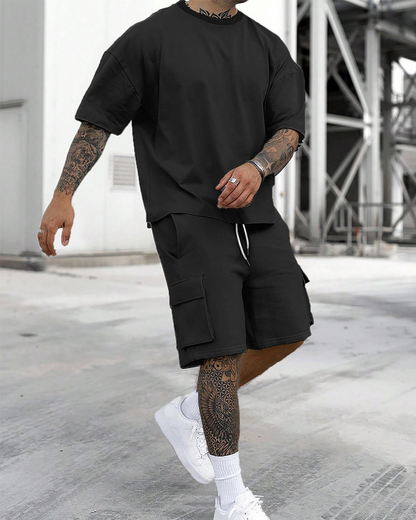 Men's Relaxed Short Sleeve Short Two Piece Set