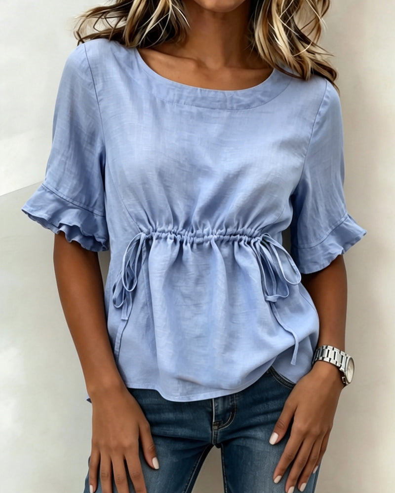 Ruffled Tie-Waist Blouse