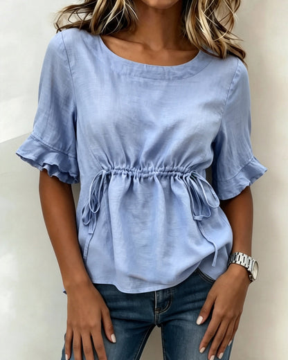 Ruffled Tie-Waist Blouse