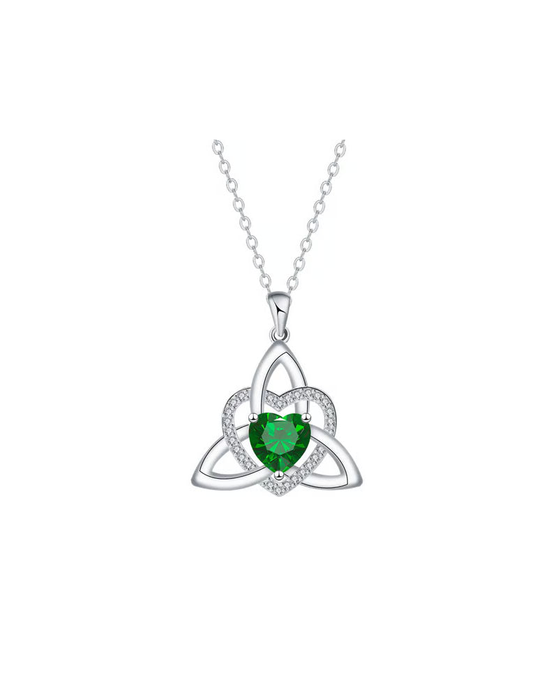 Birthstone Celtic Trinity Knot Heart Necklace✨ Heart Shape Celtic Trinity Knot Birthstone Pendant