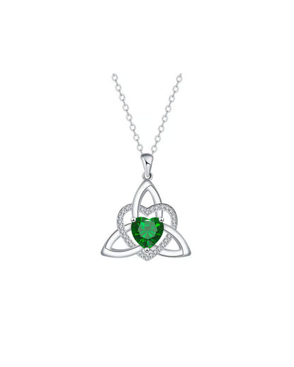 Birthstone Celtic Trinity Knot Heart Necklace✨ Heart Shape Celtic Trinity Knot Birthstone Pendant