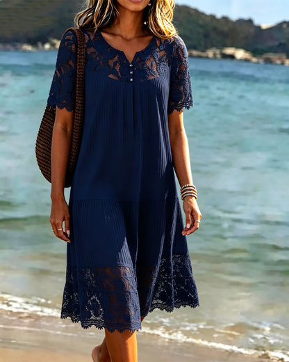 Hollow-Out Patchwork Dress