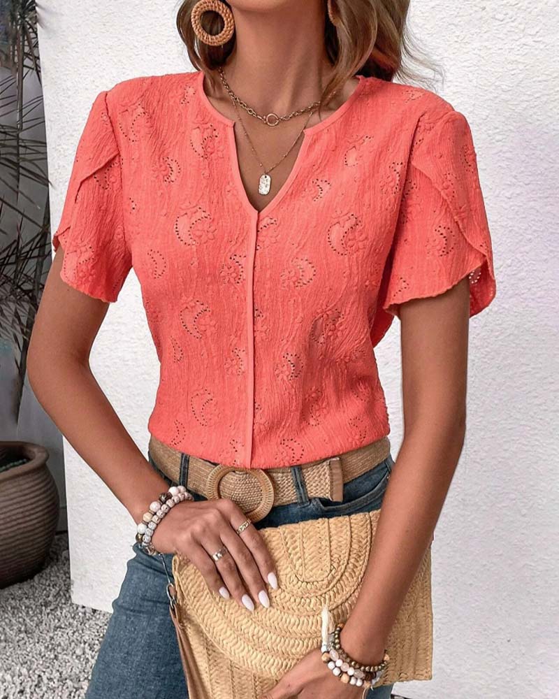 Solid color back button design blouse blouses & shirts summer