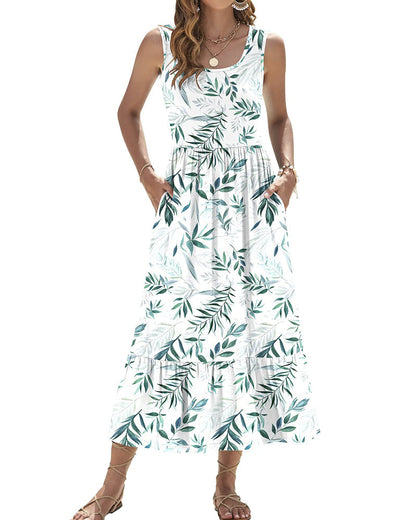 Sleeveless Rose Print Long Dress