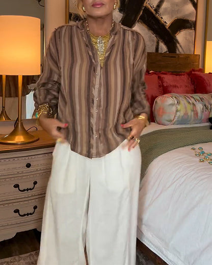 Vintage Striped Loose Shirt