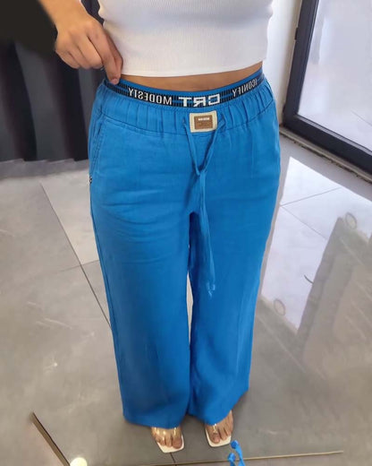 Elastic Drawstring Wide-Leg Casual Pants