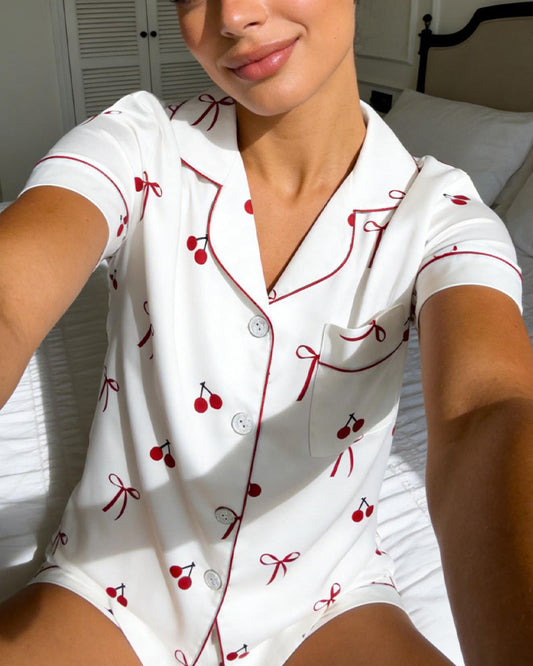 Printed Short-Sleeved Two-Piece Set