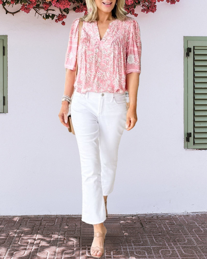 Mid-sleeve soft and casual blouse blouses & shirts summer