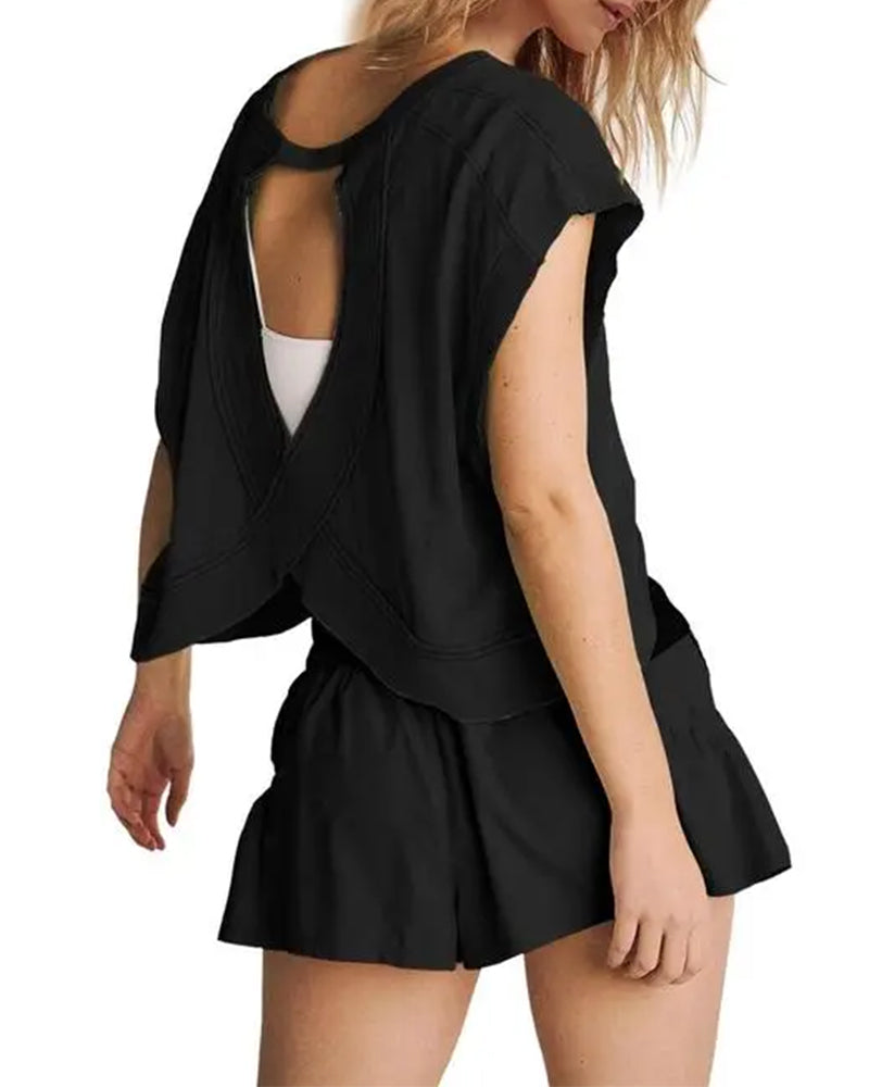 Backless Cross Design T-Shirt