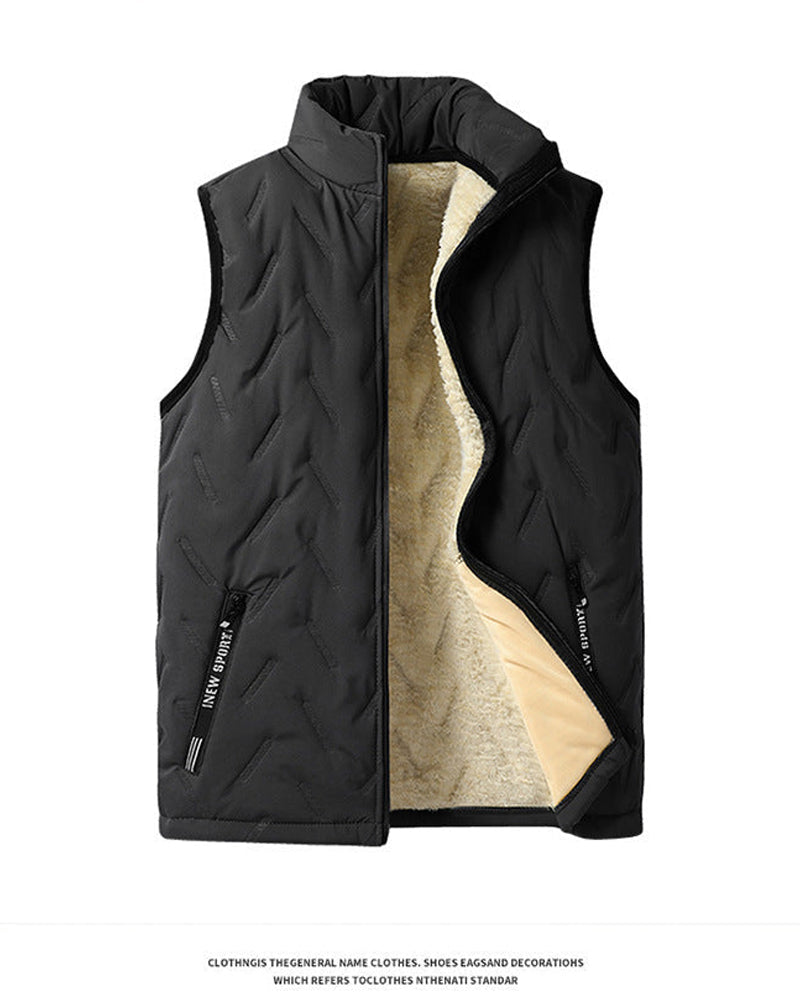 Unisex Winter Warm Casual Sleeveless Quilted Vest With Fleece Lining 2024 f/w coats