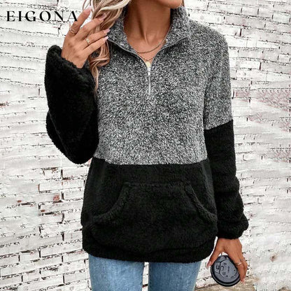 Colour Block Casual Sweatshirt Black best Best Sellings clothes Plus Size Sale tops Topseller