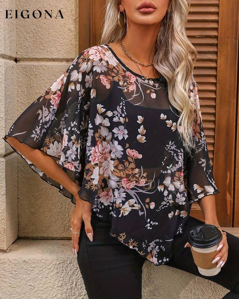 Floral asymmetrical dolman sleeve blouse blouses & shirts spring summer