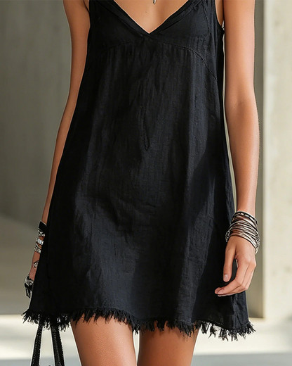 Three-Dimensional Flower V-Neck Dress