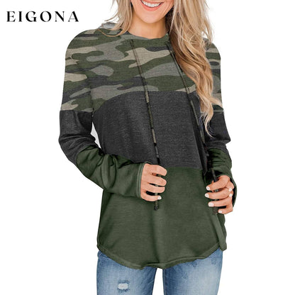 Women Long Sleeve Striped Color Block Casual Hoodies Camo __stock:500 clothes refund_fee:1200 tops