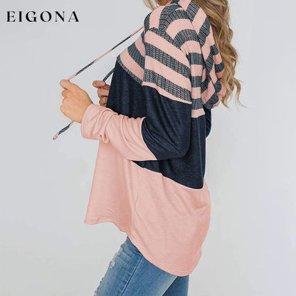 Women Long Sleeve Striped Color Block Casual Hoodies __stock:500 clothes refund_fee:1200 tops