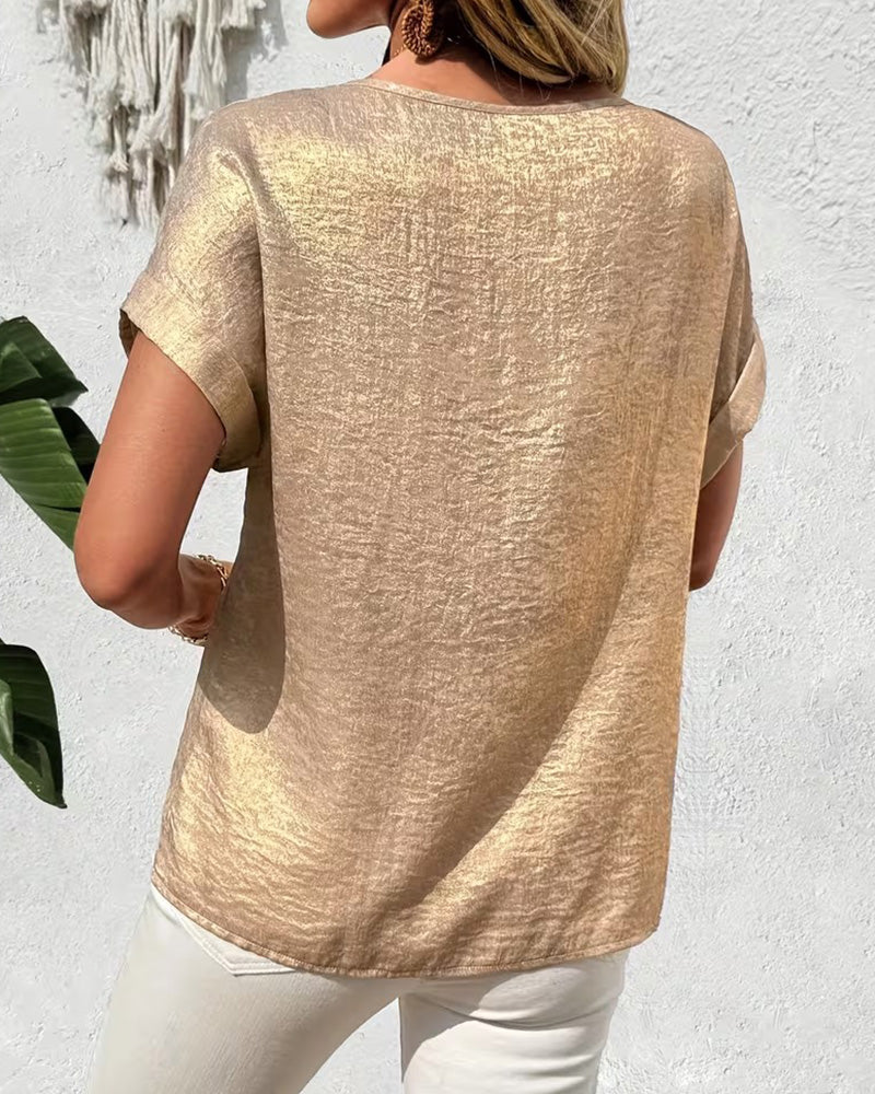 Solid Color Short-Sleeved Loose T-Shirt