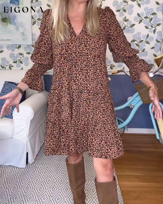 Leopard Print Loose Dress Brown 2023 f/w 23BF casual dresses Clothes Dresses spring