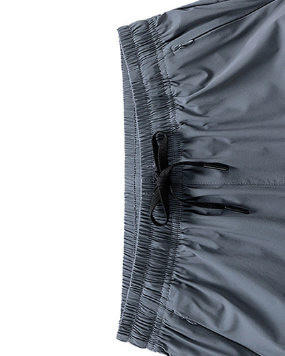 Men Elastic Waist Pocket Quick-Dry Ice Silk Sports Shorts