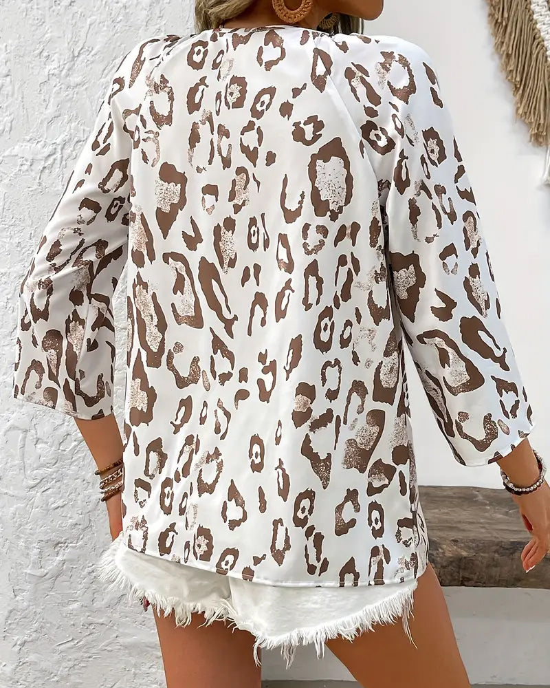 V-neck elegant printed blouse blouses & shirts spring summer