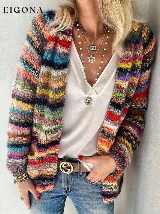 Women's colorful knitted sweater cardigan sweatshirts top tops winter sale