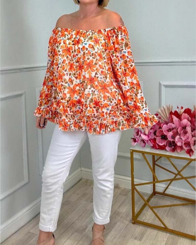 Long-Sleeved Printed Blouse