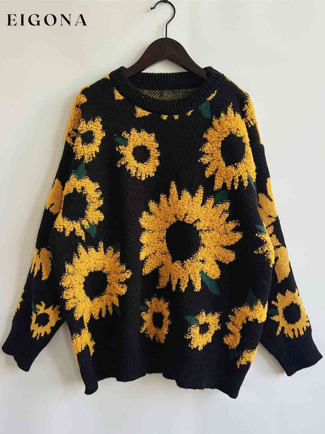 Sunflower Dropped Shoulder Long Sleeve Sweater clothes S.X Ship From Overseas