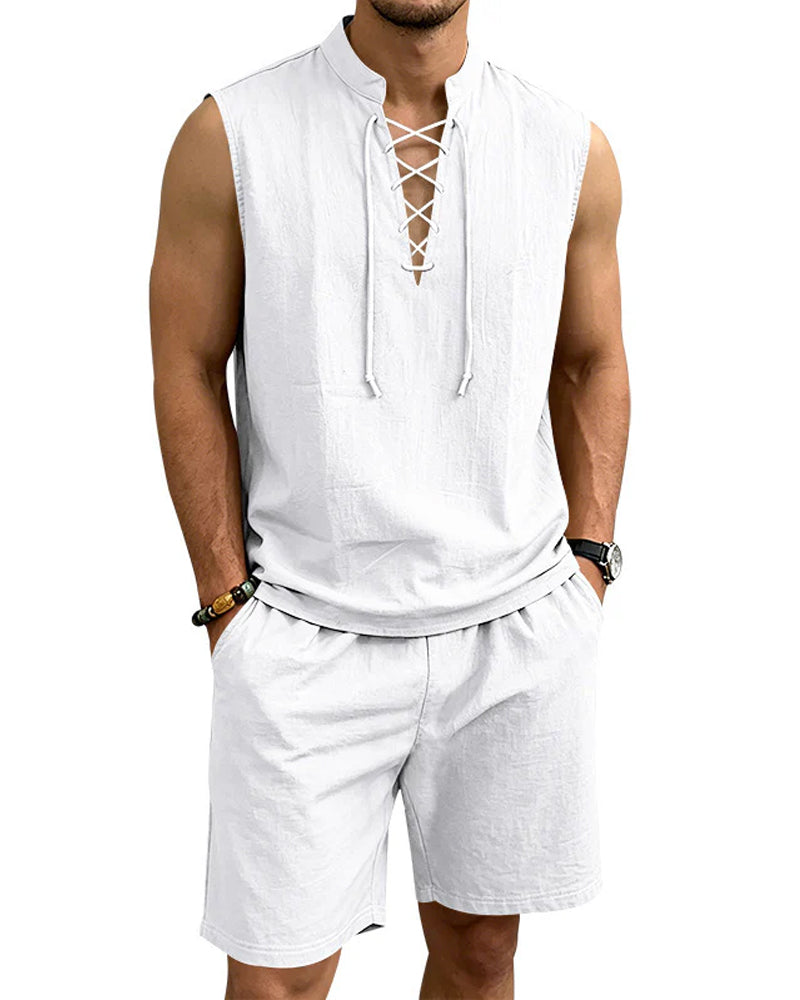 Men's V-Neck Two-Piece Set