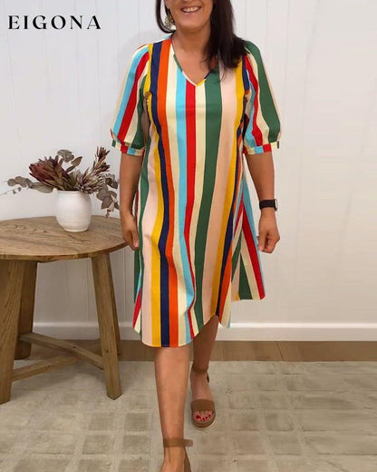 Casual loose colorful striped dress casual dresses summer