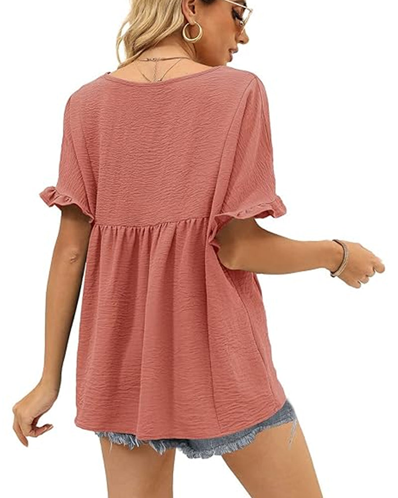 Casual Ruffle Loose Fit Blouse
