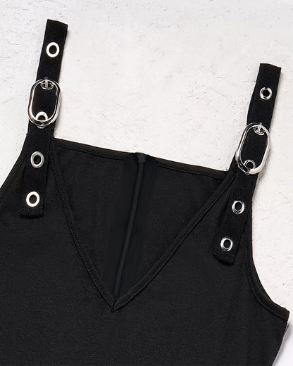 Black Studded Sleeveless Dress