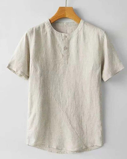 Men'S Small Stand Collar Short Sleeve Shirt