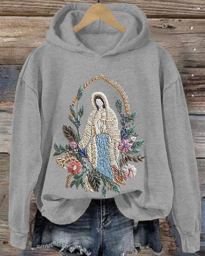 Women's Christian Our Lady Floral Print Hoodie 2024 f/w Faith Lover hoodies