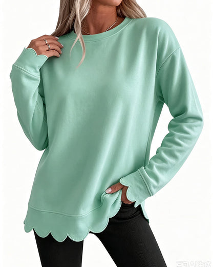 Scallop Trim Casual Sweatshirt 2024 f/w hoodies & sweatshirts spring